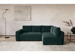 Ecksofa COTTA "Giro L-Form, Ottomane, Breite 252 cm", grün (hunter), B:252cm H:86cm T:170cm, Sofas, Ecksofa, wahlweise mit Bettkasten und Trendbezug CORD