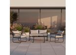 Loungegarnitur-Set Elly Grau Metall/Outdoorstoff