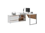 Eckschreibtisch Dallas Silber/Weiß/Eiche Artisan