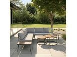 Loungegarnitur-Set Lorena Grau Akazie Metall/Outdoorstoff
