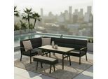 Dining-Loungeset Eleonora Dunkelgrau Metall/Outdoorstoff