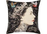Dekokissen PAD "Legend", schwarz (schwarz, gemustert), B:45cm L:45cm, Obermaterial: 50% Baumwolle, 45% Polyester, 5% Polyacryl, Dekokissen_Sitzkissen_Kissenhüllen, made in europe