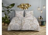 Wendebettwäsche DESCANSO "Ancona", sand, B/L: 135cm x 200cm, 1 Stk., 1 Stk., Satin, B/L: 80cm x 80cm, 2, Satin, Obermaterial: 100% Baumwolle, Bettwäsche, Wendebettwäsche, Satin, Reißverschluss, Paspel, Biese, Wendeoptik, Luxe, Blume