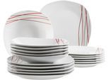 Teller-Set MÄSER "SENCILLA, Geschirr Set, Porzellan", weiß, 18 Stk., Porzellan, Geschirr-Sets, Teller Set