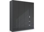 Drehtürenschrank RAUCH "Kleiderschrank Schrank Garderobe Ankleide GLAMOUR BY QUADRA SPIN", grau (graumetallic, hochglanz effektgrau), B:181cm H:210cm T:54cm, Holzwerkstoff, Schränke, Drehtürenschrank, mit eleganter Hochglanzfront und Stangengriff MADE IN GERMANY