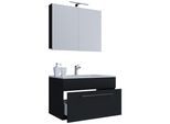 Waschtisch VCM "3-tlg. Waschplatz Waschtisch Badinos Schublade SC", schwarz, B:60cm T:46cm, Waschtische, Waschtisch