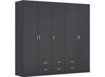 Drehtürenschrank RAUCH "Kleiderschrank Garderobe GAMMA Breiten 91/136/181/226/271/315/360 cm", graumetallic, griffe alu, B:226cm H:210cm T:54cm, Holzwerkstoff, Schränke, Drehtürenschrank, mit Schubladen, verschiedene Griff-Varianten TOPSELLER MADE IN GERMANY