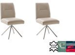 4-Fußstuhl MCA FURNITURE "DELANE Esszimmerstuhl (2er Set) - Stuhl", creme, edelstahlfarben, creme, B:49cm H:92cm T:65cm, Stühle, Taschenfederkern, Lehnenkippfunktion, beweglicher Rücken, 360 drehbar