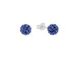 Paar Ohrstecker AMOR, silberfarben, blau, blau, Ohrringe, Damen, 6mm, Silber 925 (Sterlingsilber), mit Kristallglas