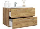 Waschtisch VCM "2-tlg. Waschplatz Waschtisch Badinos 2 Schublade", braun (honig, eiche), B:60cm T:46cm, Waschtische, Waschtisch