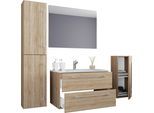 Waschtisch VCM "5-tlg. Waschplatz Waschtisch Badinos Schublade SP", braun (sonoma, eiche), B:146cm T:46cm, Waschtische, Waschtisch