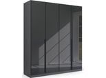 Drehtürenschrank RAUCH "Kleiderschrank Schrank Garderobe Ankleide MODERN BY QUADRA SPIN", grau (graumetallic, glas basalt), B:181cm H:210cm T:54cm, Holzwerkstoff, Schränke, Drehtürenschrank, mit hochwertiger Glasfront und Stangengriff MADE IN GERMANY