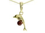 Kette mit Anhänger OSTSEE-SCHMUCK "Ostsee-Schmuck Kette mit Anhänger Delphin" Gr. 42, gold, Halsketten, Damen, 42cm, Silber 925 (Sterlingsilber), L: 42