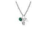 Kette mit Anhänger LACOSTE "UMPIRE", edelstahlfarben, grün, weiß, Halsketten, Herren, Edelstahl, L: 65, mit Malachit, Marmor