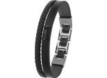 Lederarmband JOOP "2039000", schwarz (gunfarben, schwarz), Armbänder, Herren, 21,5cm, Edelstahl Leder, Edelstahl, Leder, Lederarmband