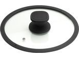 Deckel PINTINOX "Pinti Pro", schwarz (transparent, edelstahlfarben, schwarz), Ø:24cm, Edelstahl, Glas, Kunststoff, Deckel, Topfdeckel, mit Kunsttoffknaupf, spülmaschinengeeignet