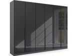 Drehtürenschrank RAUCH "Kleiderschrank Schrank Garderobe Ankleide MODERN BY QUADRA SPIN", grau (graumetallic, glas basalt), B:271cm H:210cm T:54cm, Holzwerkstoff, Schränke, Drehtürenschrank, mit hochwertiger Glasfront und Stangengriff MADE IN GERMANY