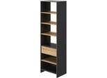 Schranksystem GAMI "Mimizan", schwarz (schwarz, eiche helvezia), B:63cm H:213cm T:45cm, Holzwerkstoff, Schränke, Schranksystem