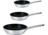 Pfannen-Set RÖSLE "MOMENTS", silber (silberfarben), Ø:28cm, Pfannen, mit Antihaftversiegelung, Induktion