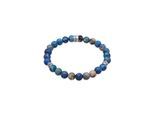 Armband KUZZOI "Herren Achat Perlen Blau Beads 925 Silber" Gr. 23, silber, Armbänder, Herren, 23cm, ohne Stein, Silber 925 (Sterlingsilber), Armband