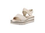 Keilsandalette GABOR "Gabor Sandalen Leder", Damen, Gr. 40, beige, gold, Leder, Schuhe