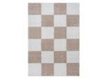 Novel Hochflorteppich Milano, Weiß, Beige, Textil, Karo, rechteckig, 160x230 cm, für Fußbodenheizung geeignet, schmutzabweisend, Hausstauballergiker pflegeleicht, Teppiche & Böden, Teppiche, Hochflorteppiche & Shaggys