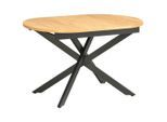 Mid.you Esstisch , Schwarz, Eichefarben , Metall, Holzwerkstoff , oval , Flachrohr , 120-160x75x90 cm , ausziehbar , Esszimmer, Esstische, Esstische ausziehbar
