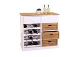 Weinregal MCW-B96, Kommode Flaschenregal für 12 Flaschen mit Schubladen, Landhaus 86x87x37cm