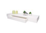 Wandregal MCW-H37, Schweberegal Wandboard Hängeregal Regal, Schublade Massiv-Holz 8x80x25cm ~ weiß