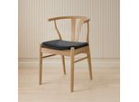 Stuhl HAMMEL FURNITURE "Freja, Massivholz Stuhl mit gepolstertem Sitz – komfortabel & robust", eiche geölt, eiche geölt, schwarz, B:53cm H:75cm T:54cm, Leder, Massivholz, Stühle, Stuhl, Dänische Handwerkskunst, zeitlos & langlebig - Dining by Hammel