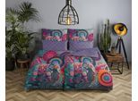 Wendebettwäsche HIP "Abhay", lila, B/L: 200cm x 200cm, 1 Stk., 2 Stk., Satin, B/L: 80cm x 80cm & 80cm x 80cm, 3, Satin, Obermaterial: 100% Baumwolle, Bettwäsche, Wendebettwäsche, Satin, Reißverschluss, Wendeoptik, Mandala, Elefant, Violett