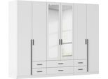 Kleiderschrank RAUCH "Schrank Garderobe Ankleide GAMMA Breiten 91/136/181/226/271/315/360 cm", alpinweiß, griffstangen graumetallic, B:271cm H:210cm T:54cm, Holzwerkstoff, Schränke, Kleiderschrank, verschiedene Griff-Varianten, mit Spiegel TOPSELLER MADE IN GERMANY
