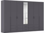 Kleiderschrank RAUCH "Schrank Garderobe Ankleide GAMMA Breiten 91/136/181/226/271/315/360 cm", graumetallic, griffstangen graumetallic, B:315cm H:210cm T:54cm, Holzwerkstoff, Schränke, Kleiderschrank, verschiedene Griff-Varianten, mit Spiegel TOPSELLER MADE IN GERMANY