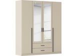 Kleiderschrank RAUCH "Schrank Garderobe Ankleide GAMMA Breiten 91/136/181/226/271/315/360 cm", beige (champagner), griffstangen graumetallic, B:181cm H:210cm T:54cm, Holzwerkstoff, Schränke, Kleiderschrank, verschiedene Griff-Varianten, mit Spiegel TOPSELLER MADE IN GERMANY