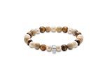 Armband THOMAS SABO "Charm Club: Bead-Armband" Gr. 17, silberfarben, natur, braun, weiß, natur, braun, Armbänder, Damen, 17, Perlen Silber 925 (recycelt), Perlen, Silber 925 (recycelt), Armband, mit Türkis-Imitat, oder Jaspis und Tigerauge - mit Süßwasserzuchtperle