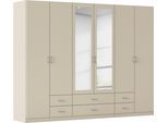 Kleiderschrank RAUCH "Schrank Garderobe Ankleide GAMMA Breiten 91/136/181/226/271/315/360 cm", beige (champagner), griffe alu, B:271cm H:210cm T:54cm, Holzwerkstoff, Schränke, Kleiderschrank, verschiedene Griff-Varianten, mit Spiegel TOPSELLER MADE IN GERMANY