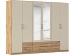 Kleiderschrank RAUCH "Schrank Garderobe Ankleide GAMMA Breiten 91/136/181/226/271/315/360 cm", eiche artisan, beige (champagner), griffe chrom, B:271cm H:210cm T:54cm, Holzwerkstoff, Schränke, Kleiderschrank, verschiedene Griff-Varianten, mit Spiegel TOPSELLER MADE IN GERMANY