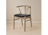 Stuhl HAMMEL FURNITURE "Freja, Massivholz Stuhl mit gepolstertem Sitz – komfortabel & robust", eiche weiß geölt, eiche weiß geölt, schwarz, B:53cm H:75cm T:54cm, Leder, Massivholz, Stühle, Stuhl, Massivholz, gepolsterte Sitzfläche, versch. Farbvarianten