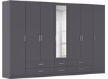 Kleiderschrank RAUCH "Schrank Garderobe Ankleide GAMMA Breiten 91/136/181/226/271/315/360 cm", graumetallic, griffe chrom, B:315cm H:210cm T:54cm, Holzwerkstoff, Schränke, Kleiderschrank, verschiedene Griff-Varianten, mit Spiegel TOPSELLER MADE IN GERMANY