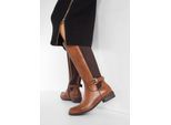 bonprix Stiefel aus Leder, braun, Gr.38, bequemer Stiefel aus Leder mit elastischen Einsätzen, aus Glattleder