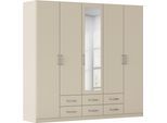 Kleiderschrank RAUCH "Schrank Garderobe Ankleide GAMMA Breiten 91/136/181/226/271/315/360 cm", beige (champagner), griffe chrom, B:226cm H:210cm T:54cm, Holzwerkstoff, Schränke, Kleiderschrank, verschiedene Griff-Varianten, mit Spiegel TOPSELLER MADE IN GERMANY