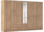 Kleiderschrank RAUCH "Schrank Garderobe Ankleide GAMMA Breiten 91/136/181/226/271/315/360 cm", eiche sonoma, griffe alu, B:315cm H:210cm T:54cm, Holzwerkstoff, Schränke, Kleiderschrank, verschiedene Griff-Varianten, mit Spiegel TOPSELLER MADE IN GERMANY