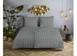 Wendebettwäsche DESCANSO "Hotel Sevilla", grau, B/L: 200cm x 200cm, 1 Stk., 2 Stk., Satin, B/L: 80cm x 80cm & 80cm x 80cm, 3, Satin, Obermaterial: 100% Baumwolle, Bettwäsche, Wendebettwäsche, Satin, Reißverschluss, Wende, Luxe, Streifen, uni