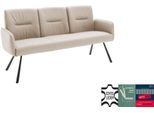 Sitzbank MCA FURNITURE "Delane", beige (creme, schwarz), B:183cm H:92cm T:67cm, Leder, Metall, Sitzbänke, Sitzbank, Taschenfederkern, Lehnenkippfunktion, Armlehnen, beweglicher Rücken