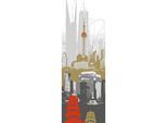 Fototapete ARCHITECTS PAPER "Shanghai", rot (braun, grau, rot), B:1m L:2,8m, Vlies, Tapeten, Grafik Tapete Shanghai Schwarz Weiß Gold Rot Panel 1,00m x 2,80m