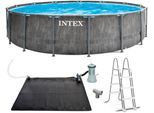 Rundpool INTEX "»Framepool« Greywood 549x122 cm", grau, B:457cm H:122cm, Schwimmbecken, Rundpool, inkl. hochwertiger Solar Matte(Poolheizung)