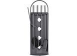 Kamingarnitur FIREFIX, grau, B:23cm H:66cm L:14,5cm, Stahl, Reinigungs-Sets