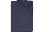 Spannbettlaken DYCKHOFF "Uni", navy, B:180cm L:200cm, Jersey, Obermaterial: 95% Baumwolle, 5% Elasthan, Bettlaken, Spannbettlaken, Angenehm weich, besonders flexibel, bis 25cm Matratzenhöhe