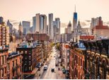 Fototapete LIVING WALLS "Designwalls New York Views 2", bunt (bunt, braun, grau), B:3,5m L:2,55m, Vlies, Tapeten, Vlies, Wand, Schräge, Decke