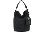 Schultertasche FRITZI AUS PREUSSEN "Ella Hobo", Mädchen, Gr. B/H/T: 17cm x 37cm x 27cm, schwarz, Lederimitat, unifarben, Taschen Schultertasche, mit tollem Anhänger und kerniger Materialstruktur